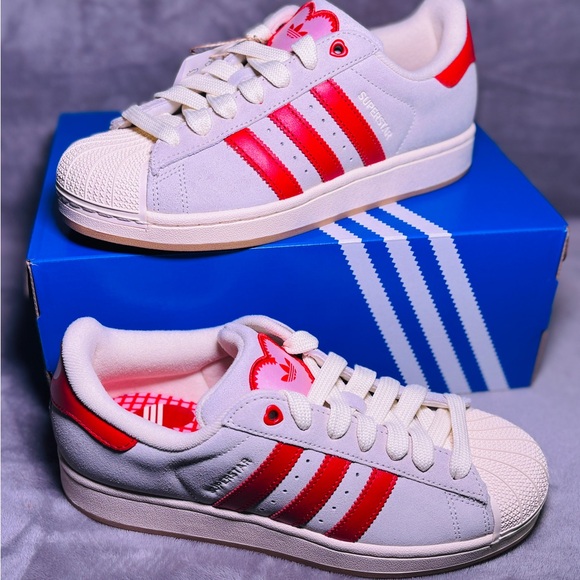 NWT Adidas Superstar ll red and pink heart - Picture 6 of 11